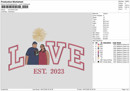 Love Photoflat 1907 Embroidery Machine Design File 6 sizes