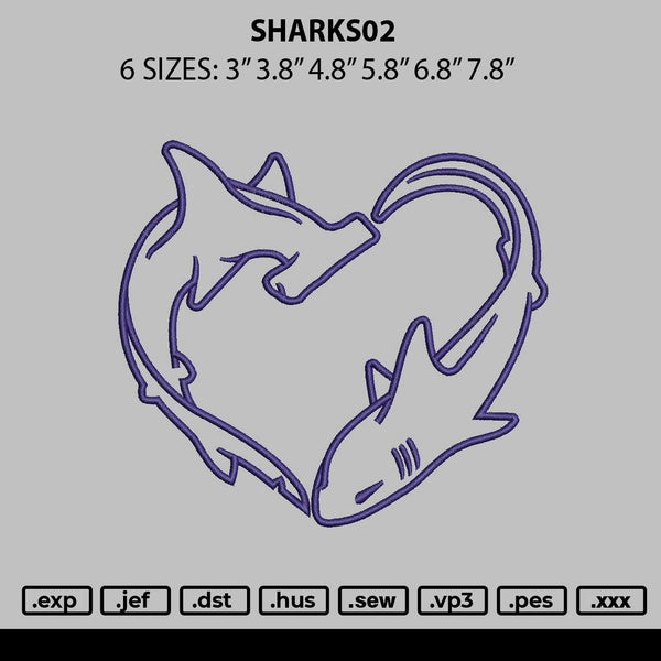 Sharks02 Embroidery File 6 sizes