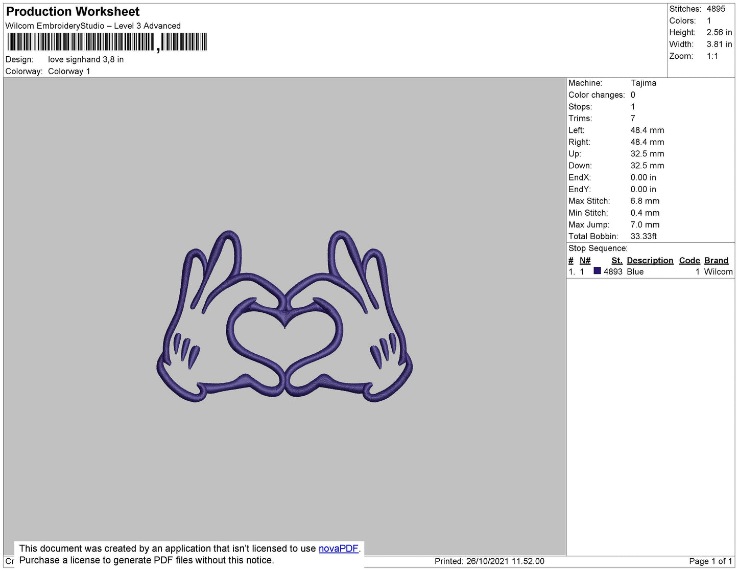 Love Signhand Embroidery File 4 size