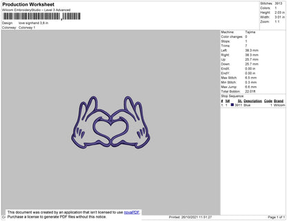 Love Signhand Embroidery File 4 size