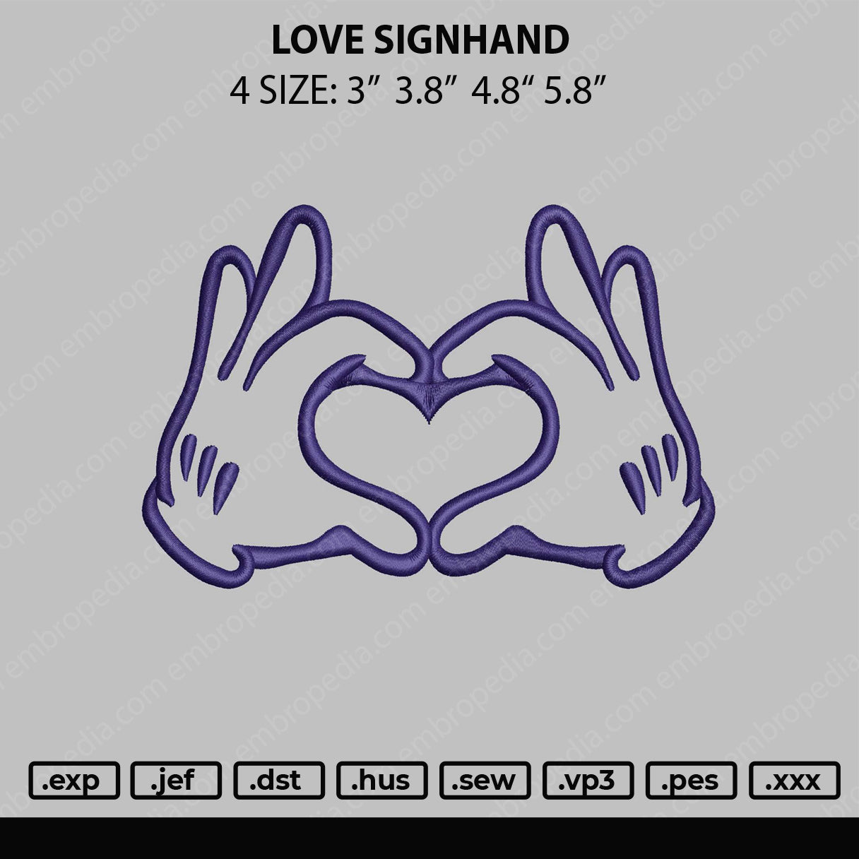 Love Signhand Embroidery File 4 size
