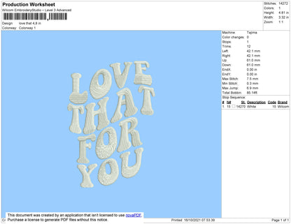 Love That Embroidery File 4 size