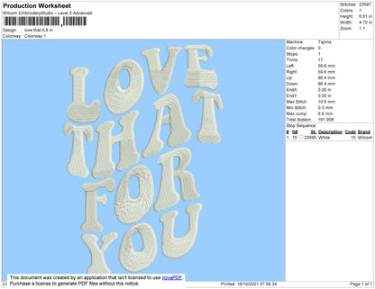 Love That Embroidery File 4 size