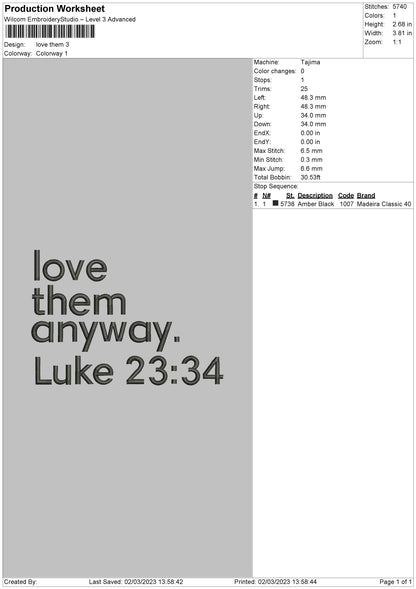 Love Them Embroidery File 6 sizes