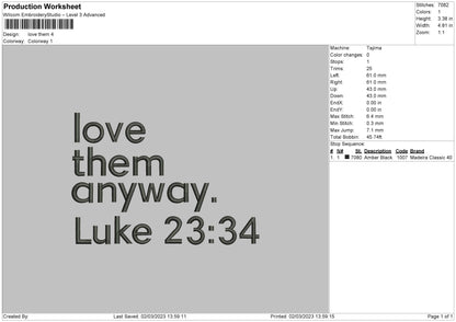 Love Them Embroidery File 6 sizes