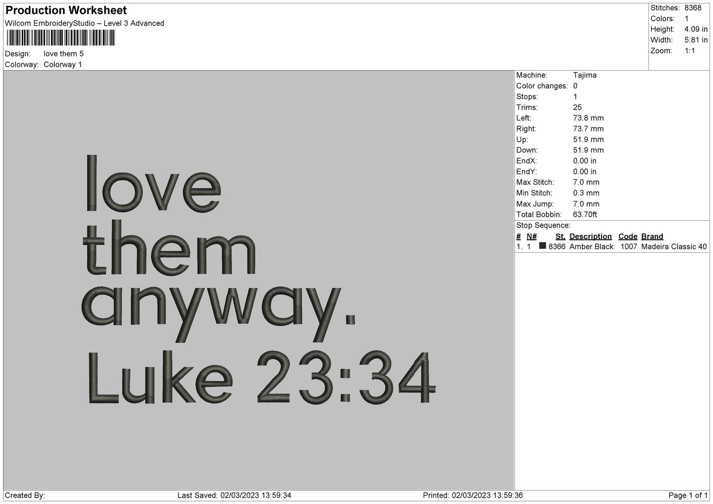 Love Them Embroidery File 6 sizes