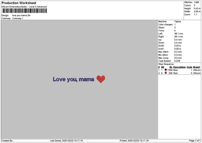 Mamatext 3001 Embroidery File 6 sizes