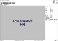 Love You Text 1223 Embroidery File 6 sizes