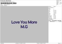 Love You Text 1223 Embroidery File 6 sizes