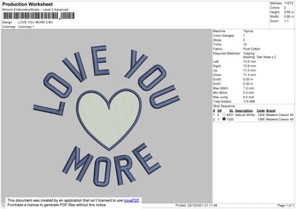 Love You More & Small Love 2 File Embroidery