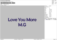 Love You Text 1223 Embroidery File 6 sizes