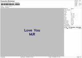 Love You Text 1223b Embroidery File 6 sizes