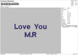 Love You Text 1223b Embroidery File 6 sizes