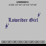 Lowrider G Embroidery File 6 sizes