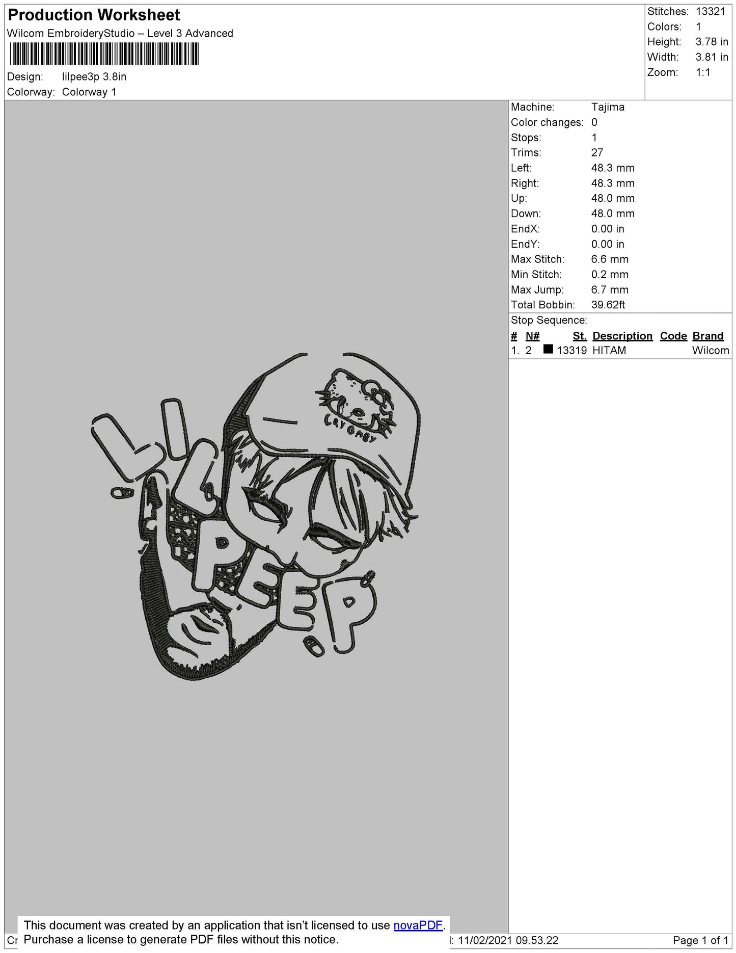 Lil Peep Head Embroidery File 5 size