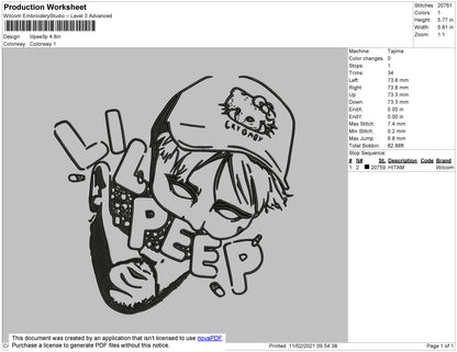 Lil Peep Head Embroidery File 5 size