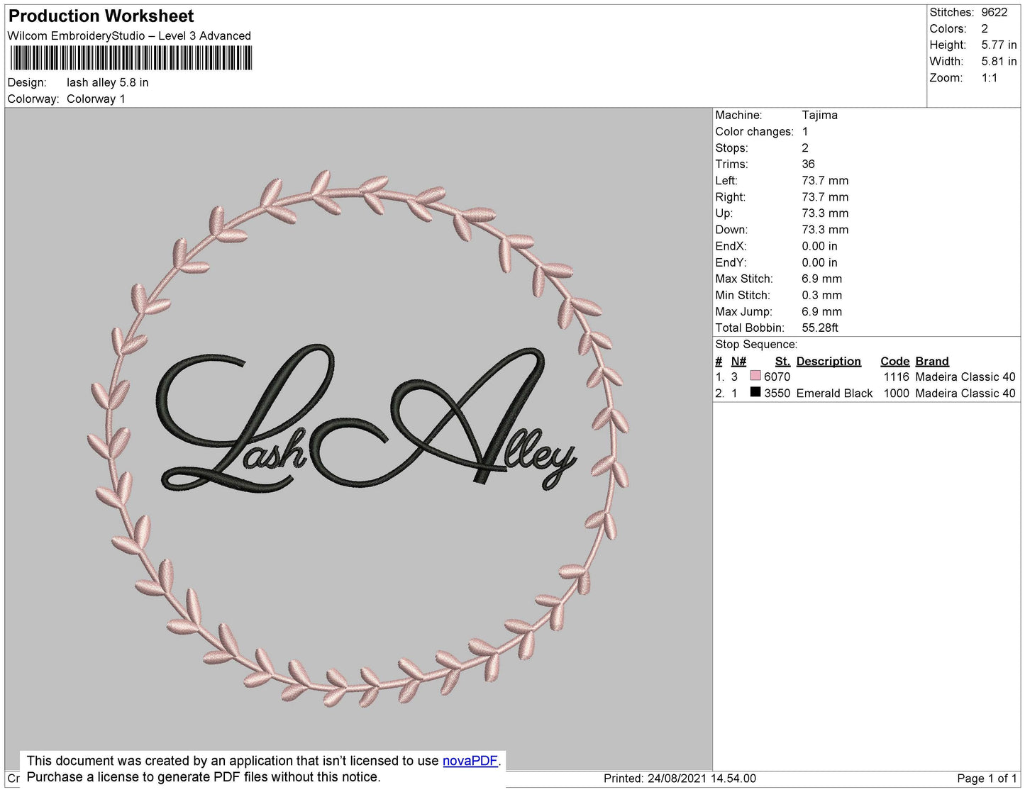 Lash Alley Embroidery File 4 size