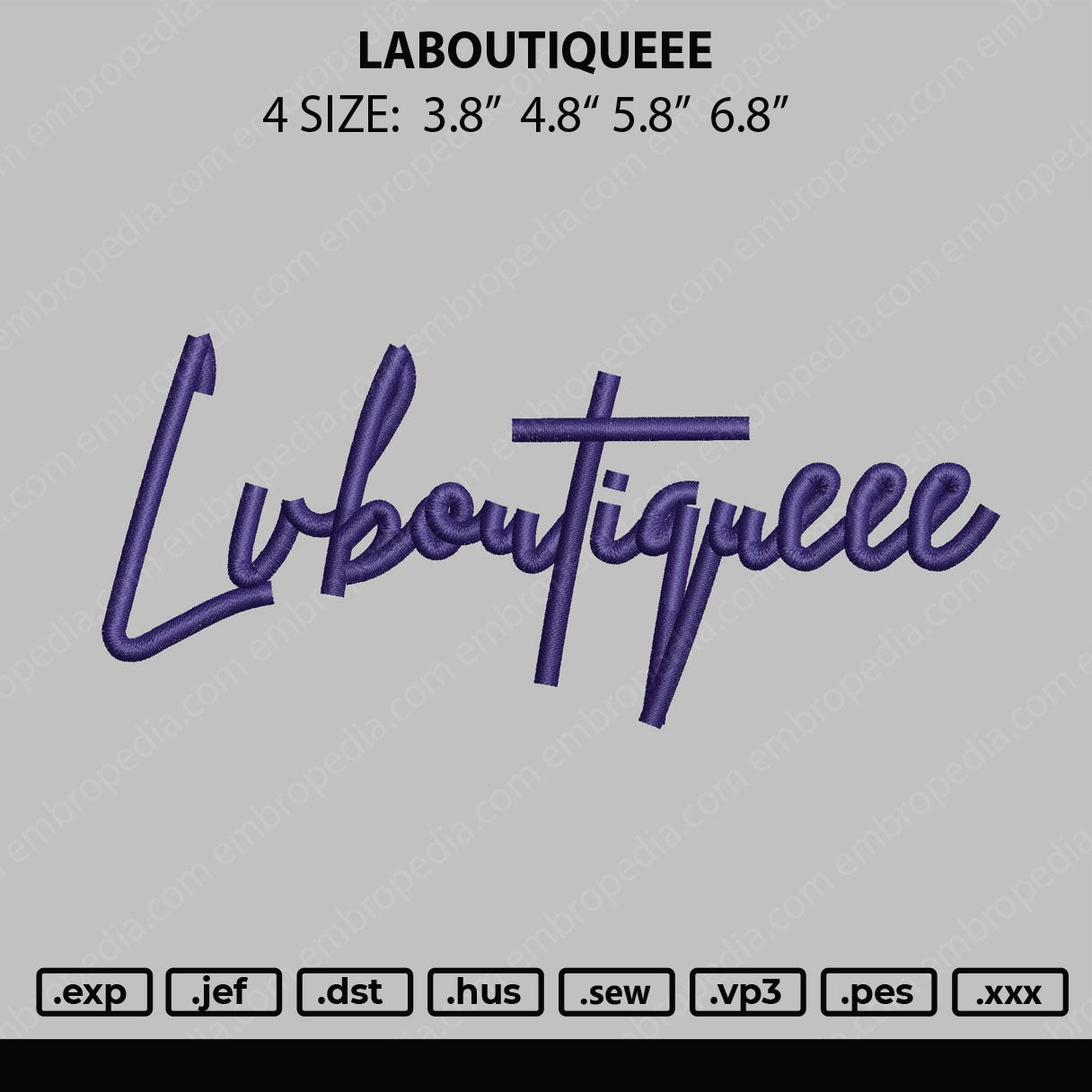 Laboutiqueee Embroidery File 4 size
