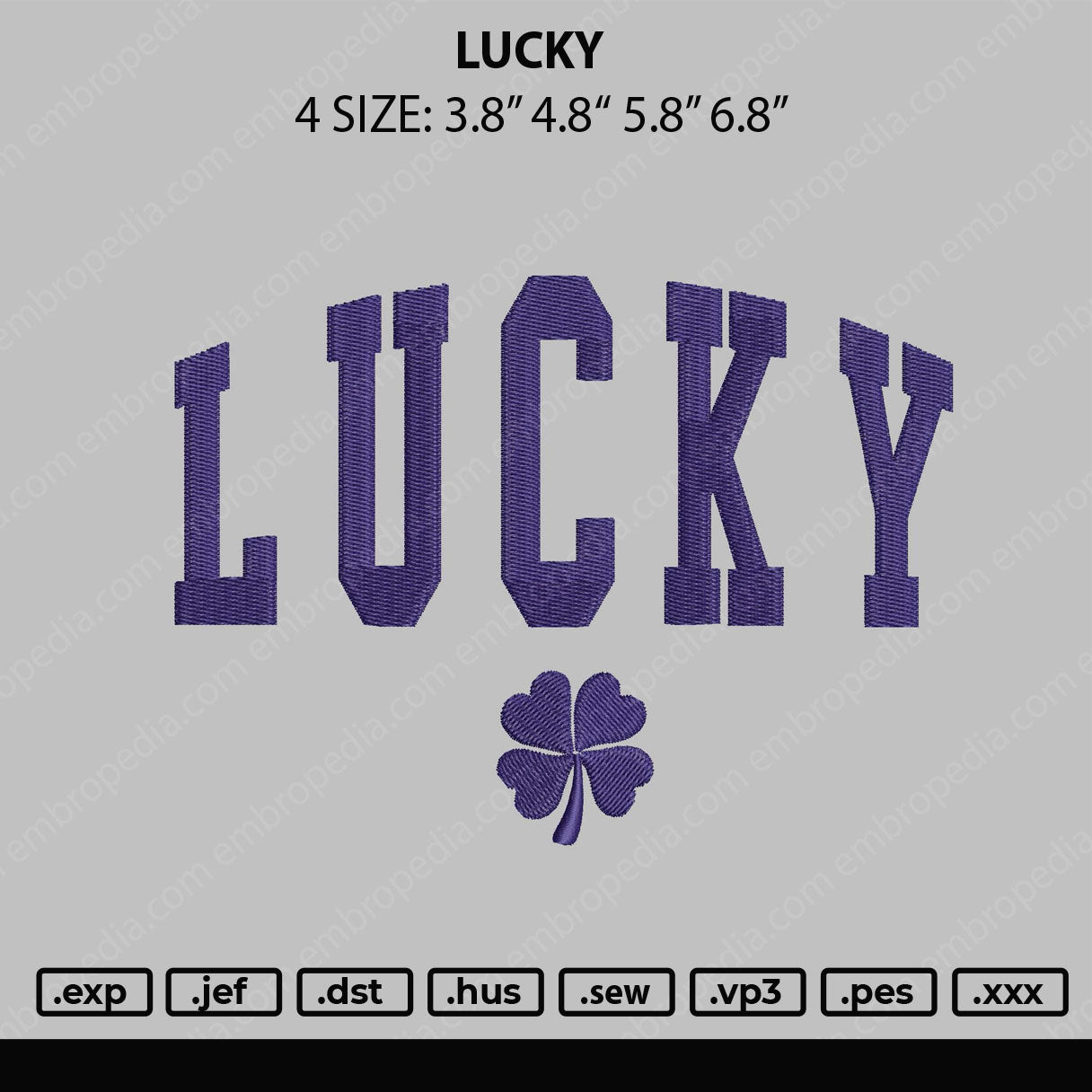 Lucky Embroidery File 4 size