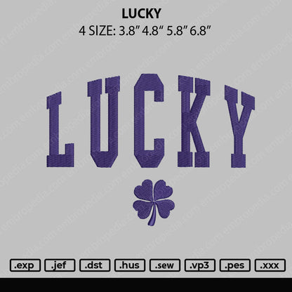 Lucky Embroidery File 4 size