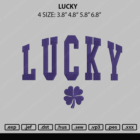 Lucky Embroidery File 4 size