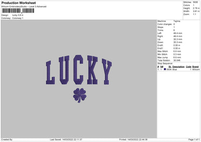 Lucky Embroidery File 4 size