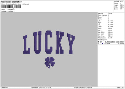 Lucky Embroidery File 4 size