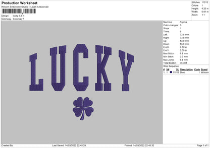 Lucky Embroidery File 4 size