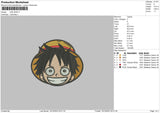 Luffy Head 1610 Embroidery File 6 sizes