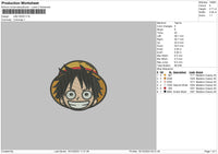 Luffy Head 1610 Embroidery File 6 sizes