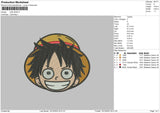 Luffy Head 1610 Embroidery File 6 sizes