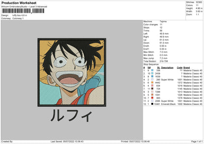 Luffy Box Embroidery File 4 sizes