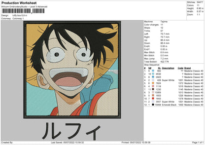 Luffy Box Embroidery File 4 sizes