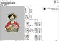 Luffy Eating Embroidery File 4 size