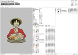 Luffy Eating Embroidery File 4 size