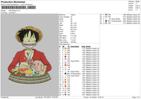 Luffy Eating Embroidery File 4 size