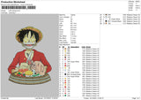 Luffy Eating Embroidery File 4 size