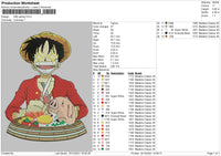 Luffy Eating Embroidery File 4 size