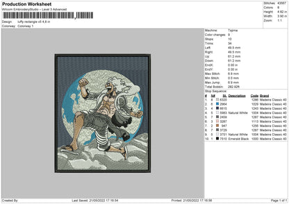 Luffy Rectangle V5 Embroidery File 4 size