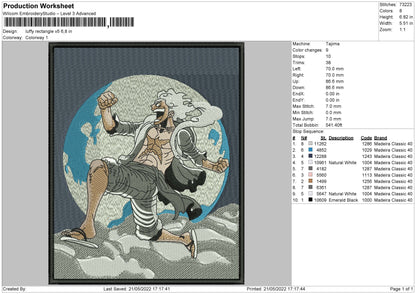 Luffy Rectangle V5 Embroidery File 4 size