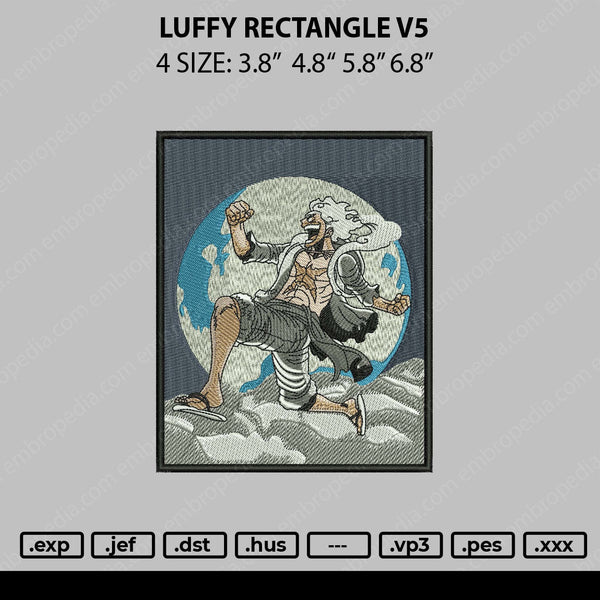 Luffy Rectangle V5 Embroidery File 4 size