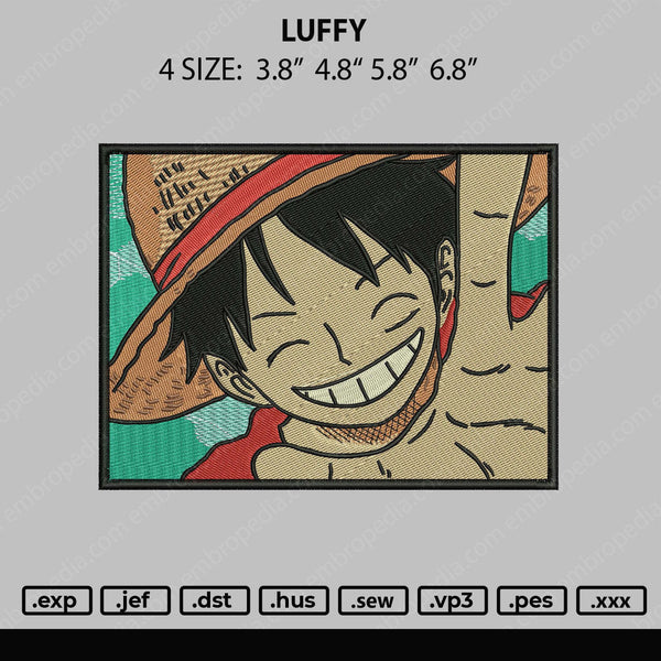 Luffy Embroidery File 4 size