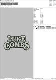 Luke Gombs Embroidery File 4 size