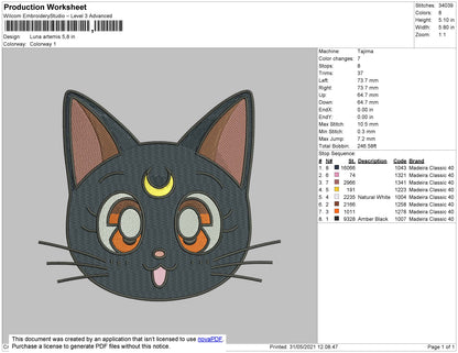 Luna Artemis Embroidery File 4 size