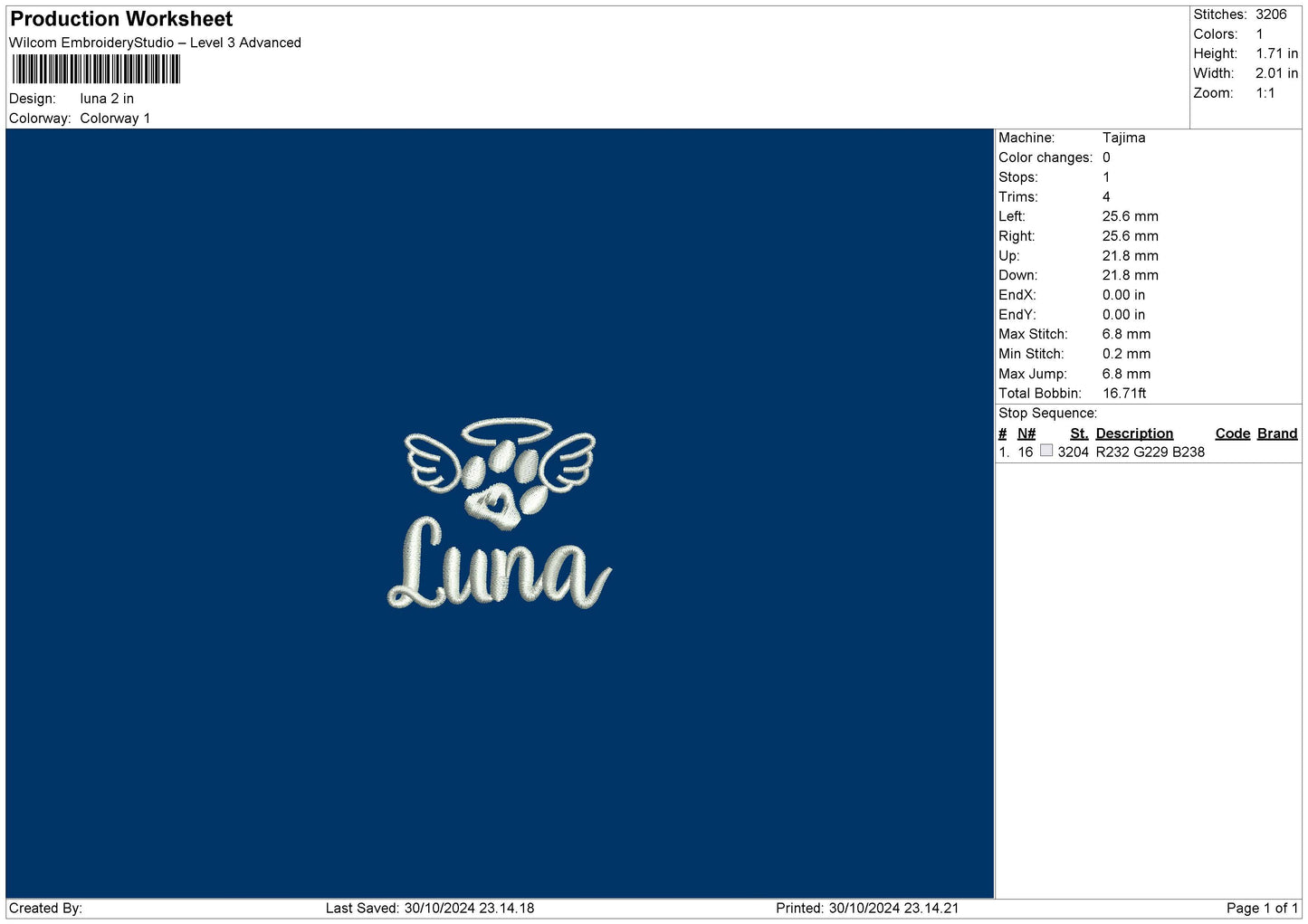 Lunatext 03 Embroidery File 6 sizes