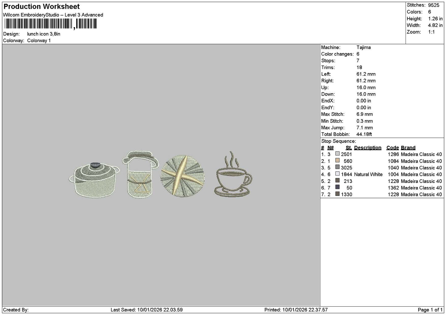 Icons Coffee Embroidery File 6 sizes
