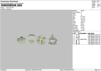 Icons Coffee Embroidery File 6 sizes