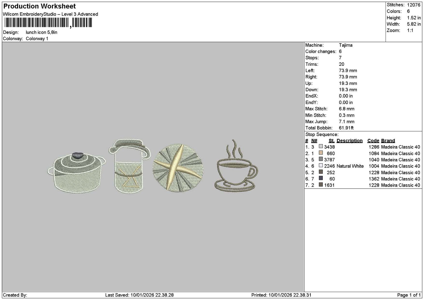 Icons Coffee Embroidery File 6 sizes
