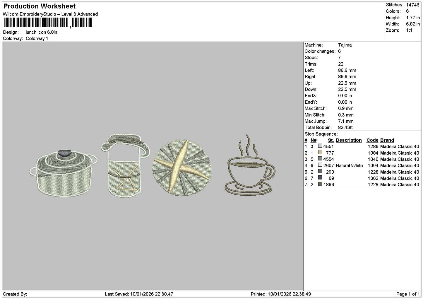 Icons Coffee Embroidery File 6 sizes