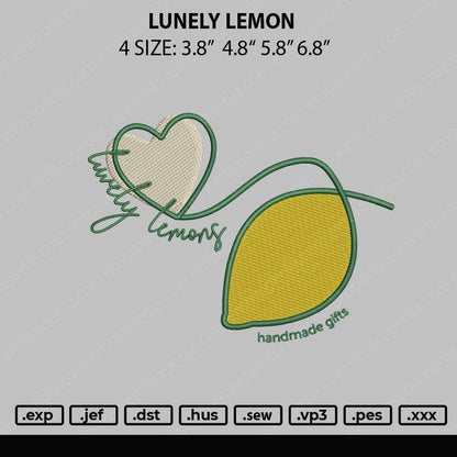 Lunely Lemon Embroidery File 4 sizes